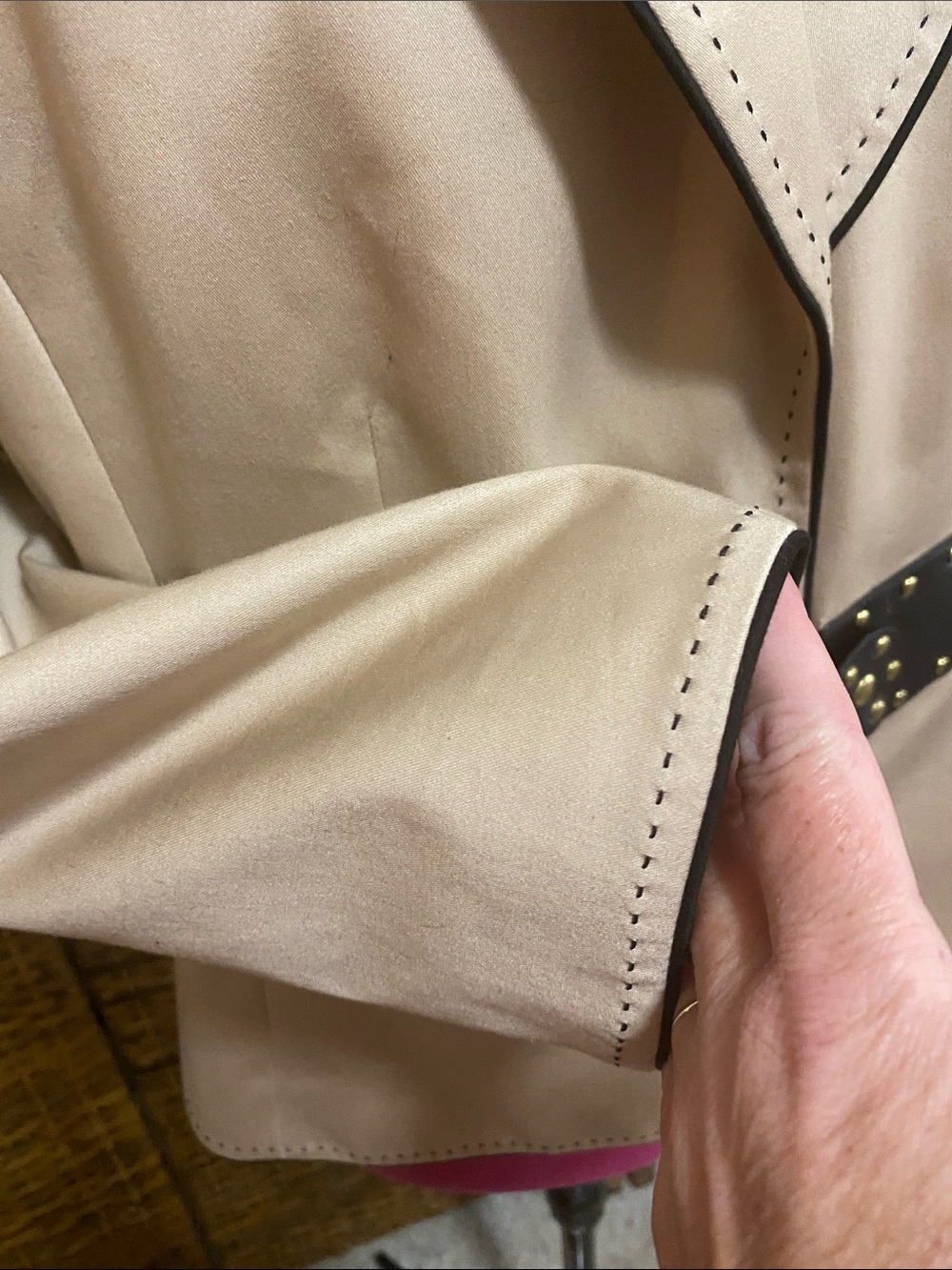 EUC Tahari Arthur S Levine Cream lined attached Decorative Belt jacket 12 - Picture 2 of 8